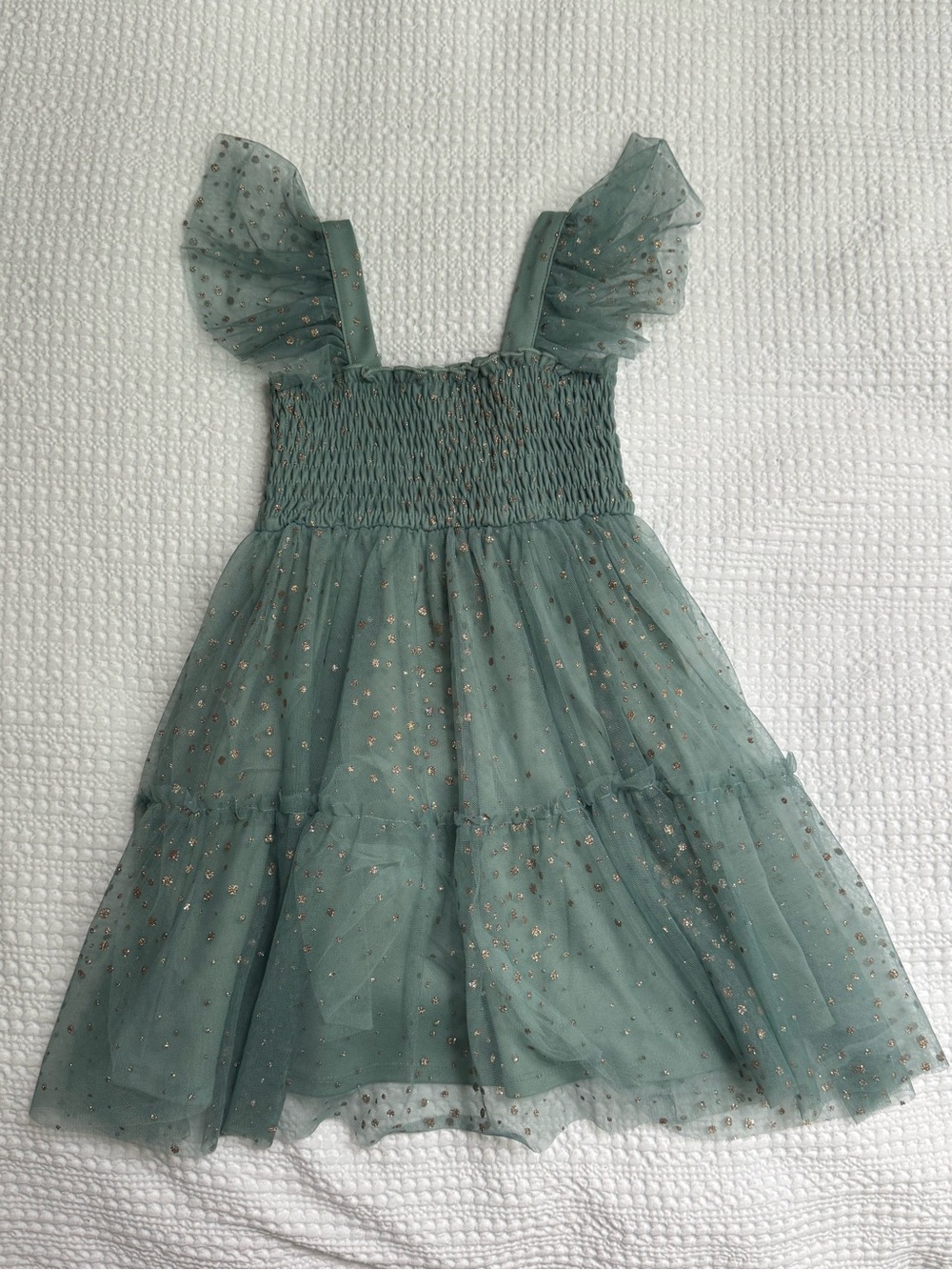 Girls' Sparkle Zunie Tulle Sundress in Sage Green